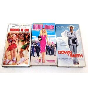 (3) Vintage Movie Lot VHS Bring It On  Legally Blond  Down To Earth Chris Rock